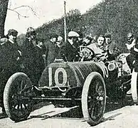 Sidney Girling, deuxième qualifié des éliminatoires anglaises de la Coupe internationale Gordon Bennett (10 mai 1904), sur Wolseley (puis 9e et 1er anglais).