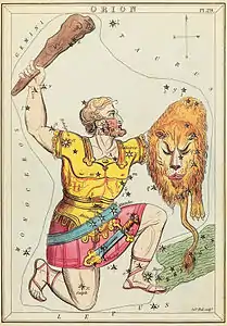 La figure d’Orion dans l’Urania's Mirror, Londres (1825).