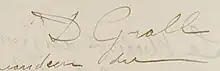 fragment d'une lettre manuscrite de 1916 portant la signature Dr Grall