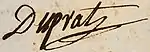 Signature de Jean Louis des Bravards d'Eyssat Duprat