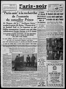 L'annonce de l'enquête occupe 4 colonnes de la une du journal Paris-Soir