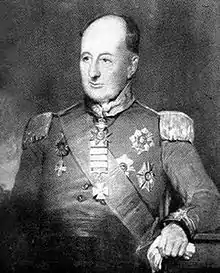 Portrait à la taille d'un général britannique du XIXe siècle, avec ses décorations.