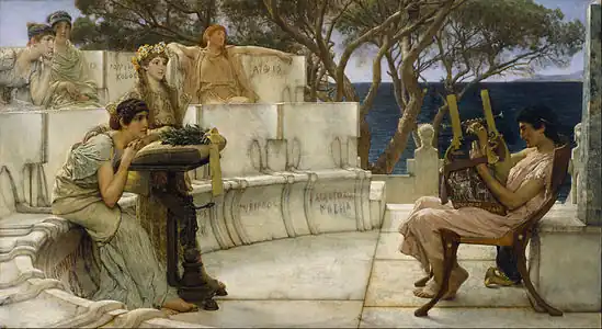 Lawrence Alma-Tadema, Sappho et Alcée (1881).