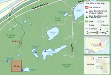 Carte indiquant les localisations de Site A et Plot M.