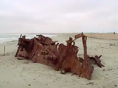 Un des nombreux navires échoués le long de la Skeleton Coast (Dunedin Star).