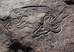 Antilope au repos (Tin Taghirt, Tassili, Algérie)