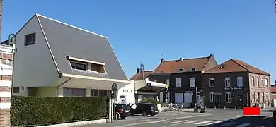 Localisation de l'emplacement (en rouge) de la chapelle sur une photographie datée de fin mars 2020.