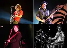 Collage de quatre musiciens d'un groupe