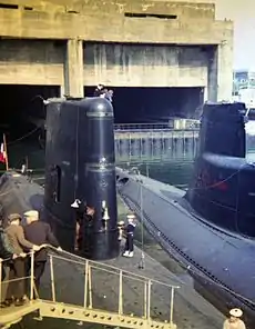 Sous-marins dans le bassin à flot, 1969.