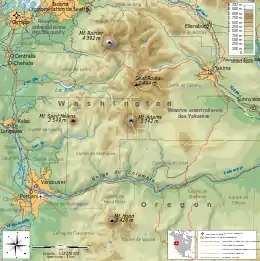Carte topographique des South Washington Cascades.