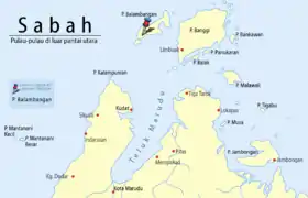 Localisation de l'île Balambangan en mer de Sulu.