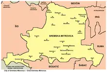 Localités de la Ville de Sremska Mitrovica.