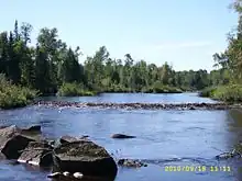 Barrage fabriqué par des castors sur la Grande-Rivière-Noire en été 2010.