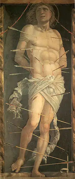 Saint Sébastien de Venise  (1490) panneau 213 × 95 cm.Venise Ca' d'Oro