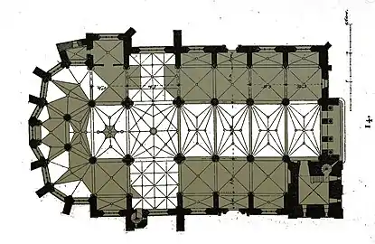 Plan de l'église par Charles Fichot.
