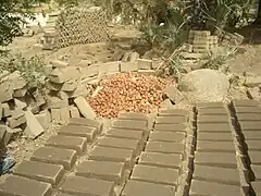 Briques en argile crue(Tchad).