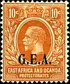 Timbre des protectorats de l'Afrique orientale et de l'Ouganda surchargée par le colonisateur britannique pour servir dans l'ancienne Afrique orientale allemande, 1922