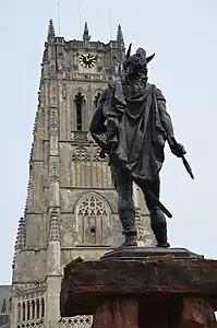 Détail de la statue d'Ambiorix, face postérieure.