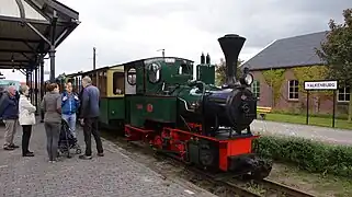 Locomotive à voie étroite Orenstein & Koppel au musée ferroviaire à voie étroite de Valkenburg.