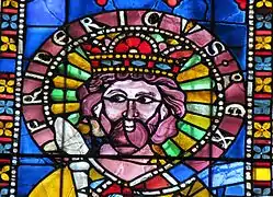 Vitrail en la cathédrale Notre-Dame de Strasbourg de l'empereur Frédéric Barberousse de Hohenstaufen