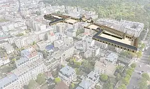 Superposition des constructions de Saint-Mandé de Fouquet, avec l'urbanisme actuel en 2023.