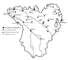 Carte géographique en noir et blanc.