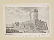 Vestiges du château de Leczyca pris dans la nature en 1833 (1833, Bibliothèque nationale de Pologne).