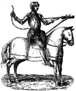 Cavalier couleuvrinier utilisant une couleuvrine à main