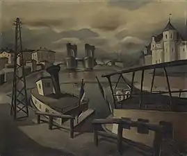 Hando Mugasto (1907–1937), Pont de pierre de Tartu, 1931. Toile, huile.