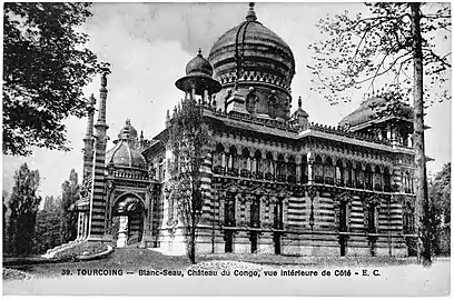 TOURCOING -Blanc seau- château du Congo , vue intérieure de côté.