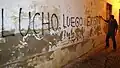 Tag Lucho luego existo (castillan), à Jerez de la Frontera (Andalousie).