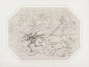 Dessin préparatoire pour Der Pfingstmontag de Jean Georges Daniel Arnold (1816).