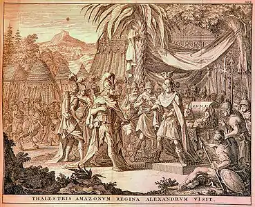 Alexandre le Grand reçoit la visite de la reine des Amazones (1696).