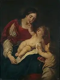 La Vierge aux Roses, huile sur toile, 111 x 86 cm, Madrid, musée du Prado.
