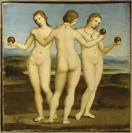 Les Trois Grâces de Raphaël, 1504–1505, Musée Condé, Chantilly.
