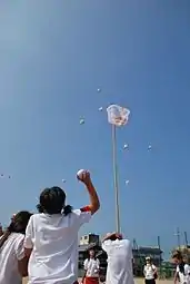 Jet de petites balles dans des paniers