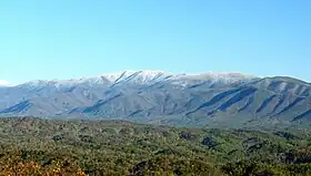 Vue de Thunderhead Mountain au-delà de Cades Cove.