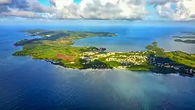 Vue aérienne de la presqu'île de la Caravelle.