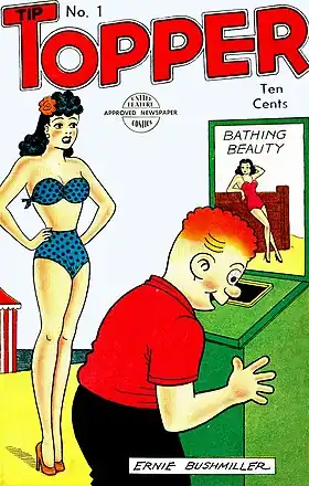 Fritzi et Phil sur la couverture du Tip Topper no. 1 (octobre 1949). dessin d'Ernie Bushmiller.