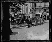 L'activité et la fontaine-candélabre du côté nord-est de la place, par Eugène Trutat (vers 1905, Archives municipales).