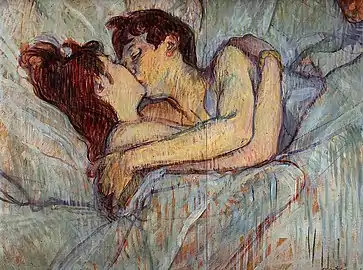 Henri de Toulouse-Lautrec, Dans le lit, le baiser, vers 1892.