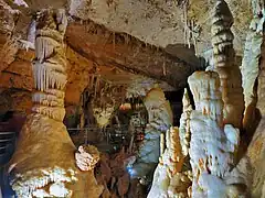 Les stalagmites géantes de la grotte de Tourtoirac.