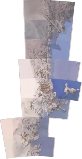 Assemblage de quadrants formant une carte topographique.