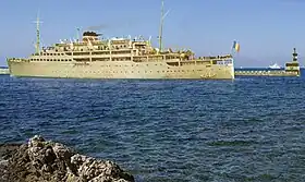 Le paquebot Transilvania construit en 1938 au Danemark, ici à Constanza en 1967.