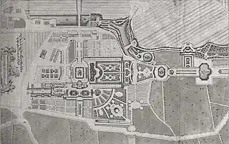 Plan du domaine de Traventhal en 1761, résidence des Plön détruite à la fin du XIXe siècle.