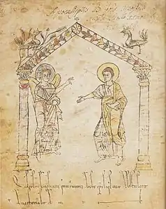 L'apparition de l'ange à Jean, (Codex 31), bibliothèque de la ville de Trèves.