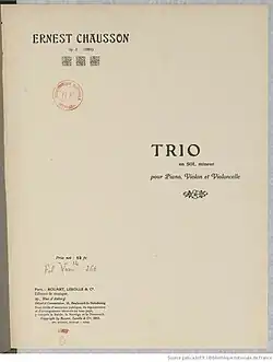 Image illustrative de l’article Trio pour piano, violon et violoncelle (Chausson)