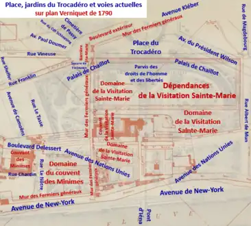 Le Trocadéro sur le plan de Verniquet (1790).