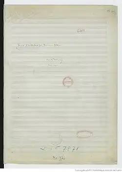 page de titre du manuscrit autographe