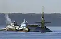 L'USS Pennsylvania (SSBN-735) arrive à la base.